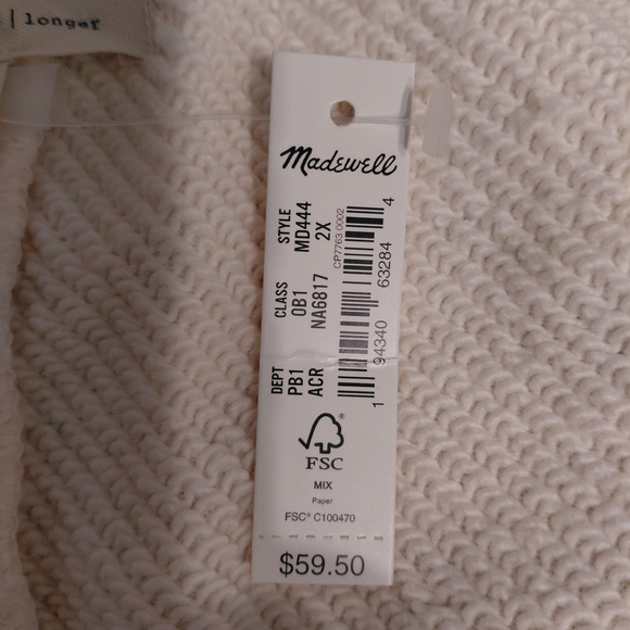 Madewell MWL Cropped Sweatpants Joggers Cream Ivory 2X XXL Plus NWT - Picture 6 of 8